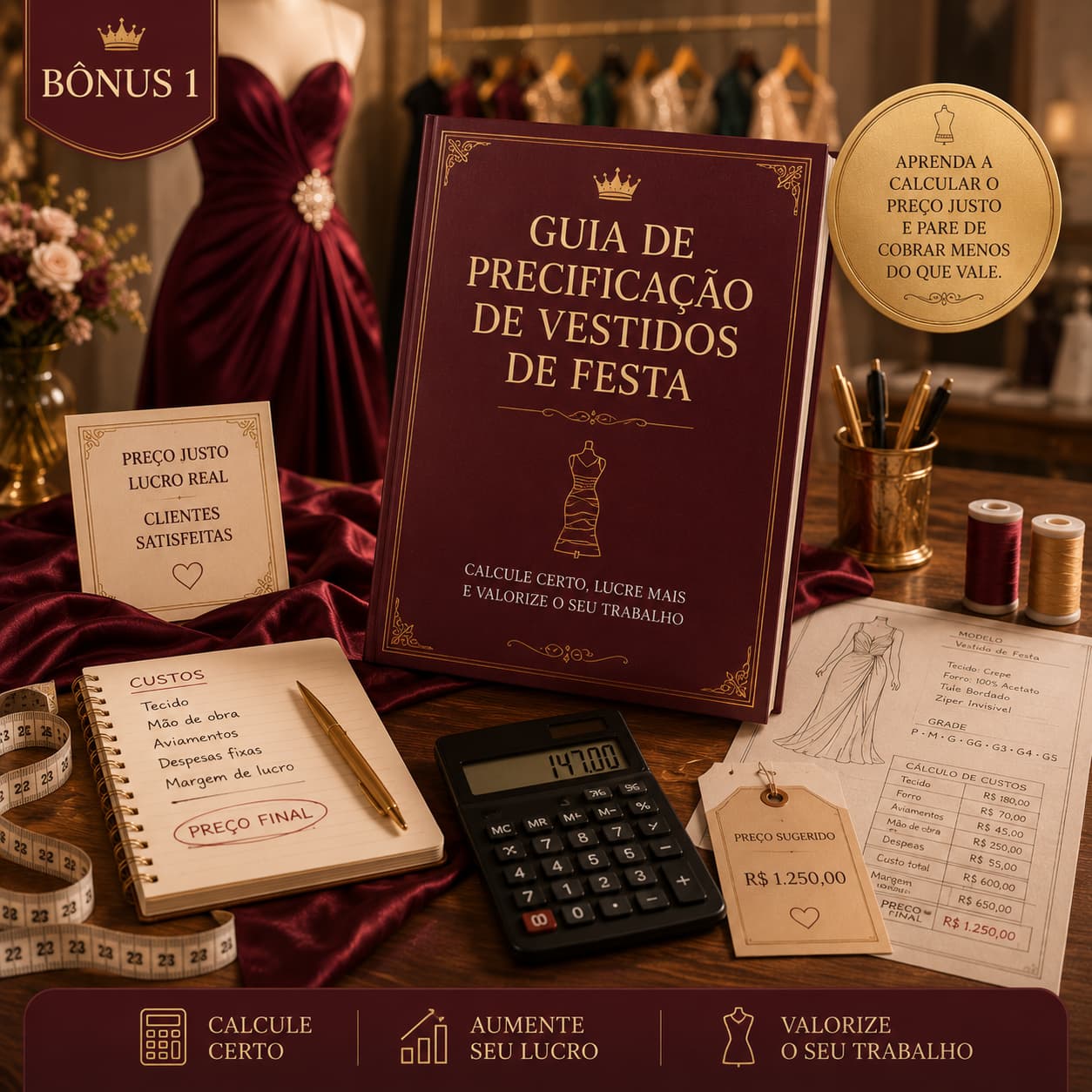 Bônus: Guia de Precificação de Vestidos de Festa